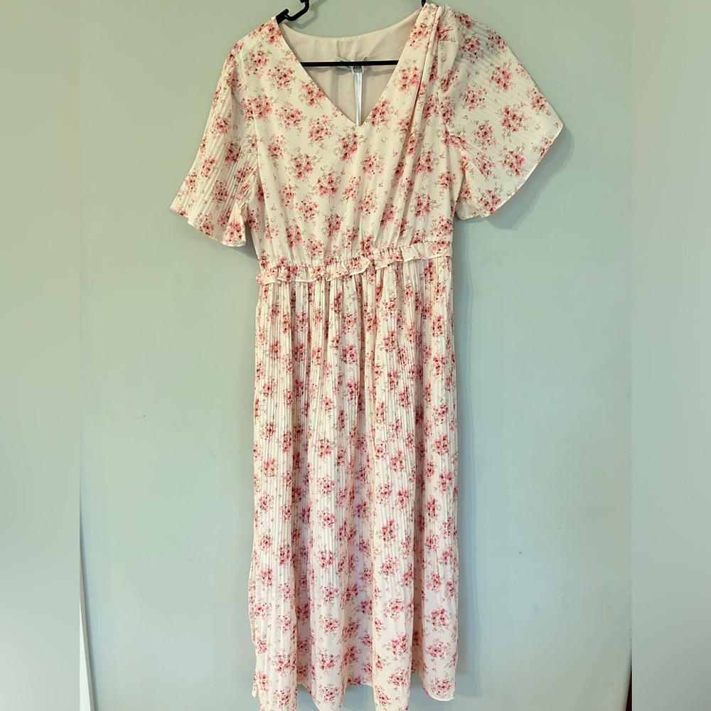 Floral Pink Dress pleated small